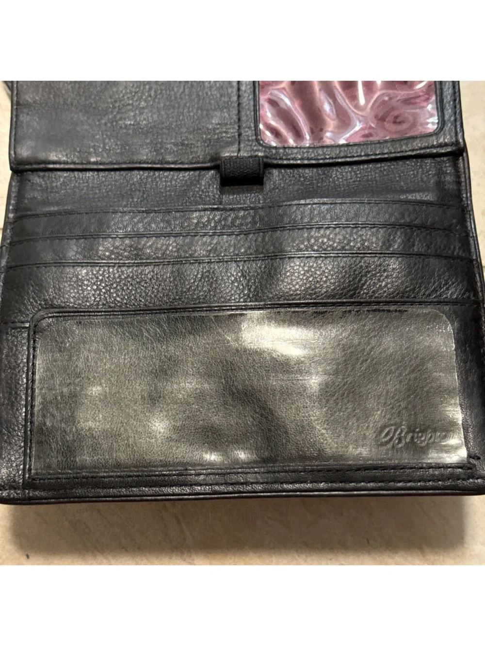 Brighton Black Leather Crossbody Bag with Brown Trim -